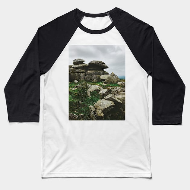 Monumental Prehistoric Rock Formation in Dartmoor National Park Baseball T-Shirt by visualspectrum